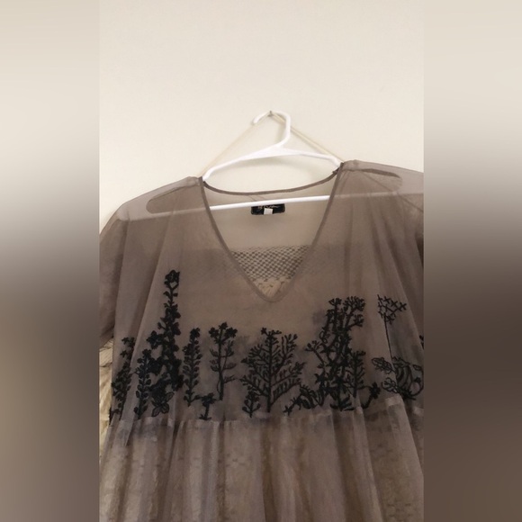 Biya Johnny Was Sheer Embroidered Dress Brown Black Size Small - Picture 4 of 7